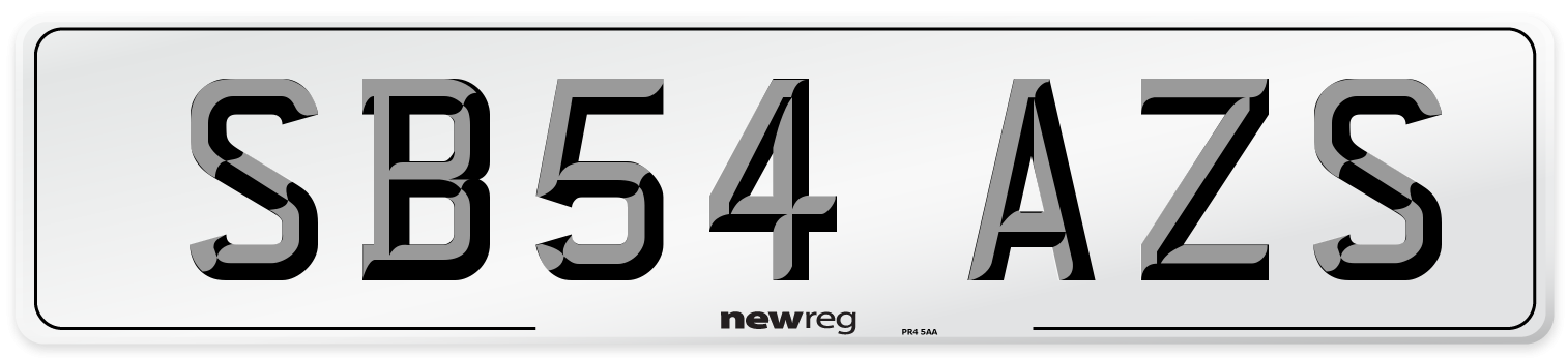 SB54 AZS Number Plate from New Reg